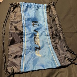 Fubu Y2K Black And Blue Drawstring Backpack With Zippered Pocket